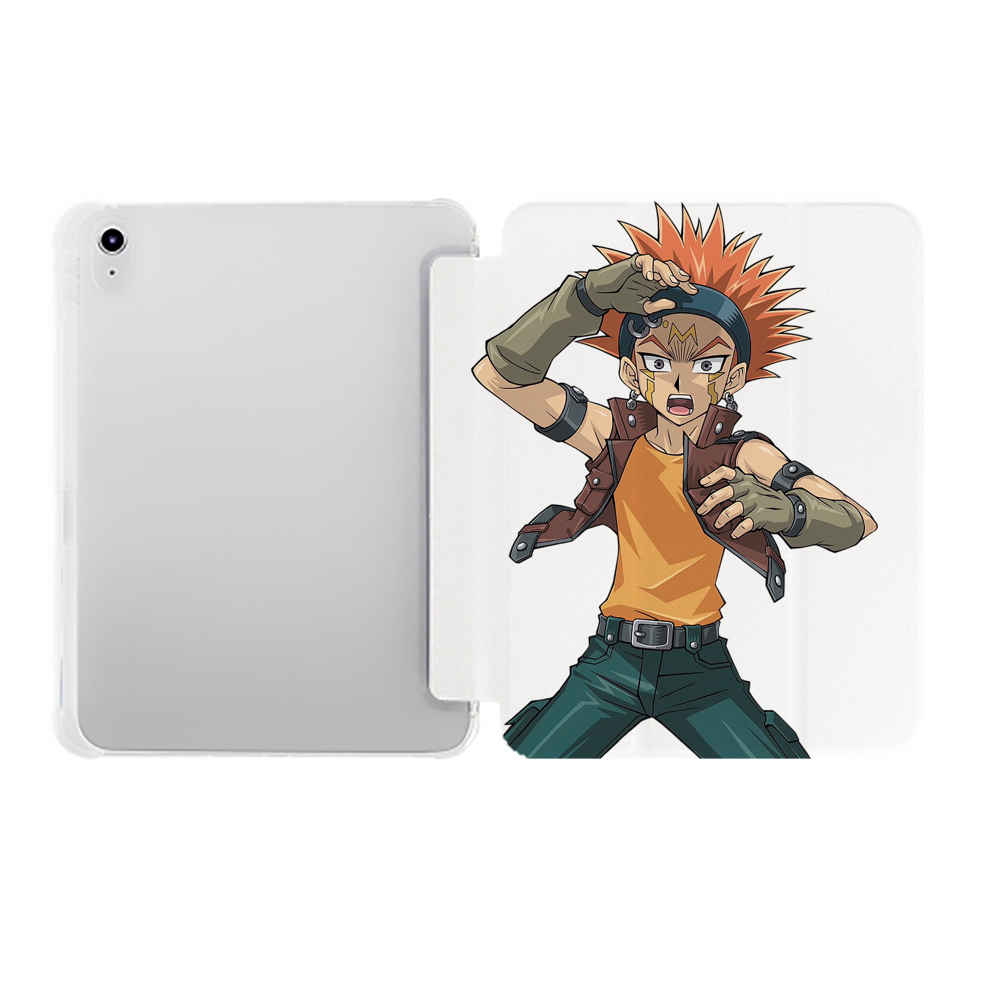 （画像用） 遊☆戯☆王 Yu-Gi-Oh! IPad ケース ペン収納付き 三つ折りスタンド PUレザー×シリコン 対応機種9.5/10.5/10.9インチ